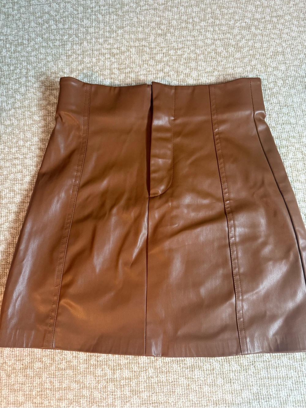 Zara Cognac Faux Leather Mini Skirt